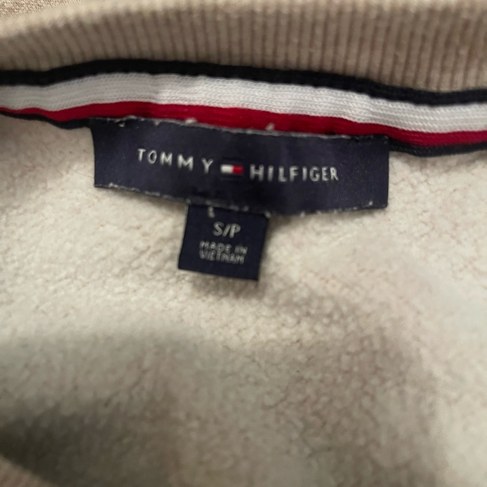 Tommy Hilfiger Beige Oversized Crew Neck Long Sweatshirt Sz. Small - Picture 9 of 9
